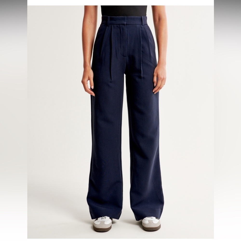 Abercrombie & Fitch Navy Curve Love Sloan Wide-Leg Pants